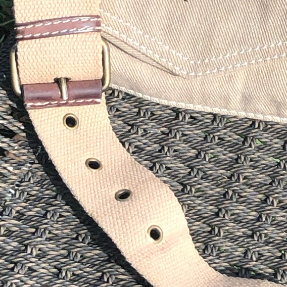 #Vintage Fossil Khaki #Canvas Messenger Bag with Floral & Khaki Interior - Picture 12 of 16